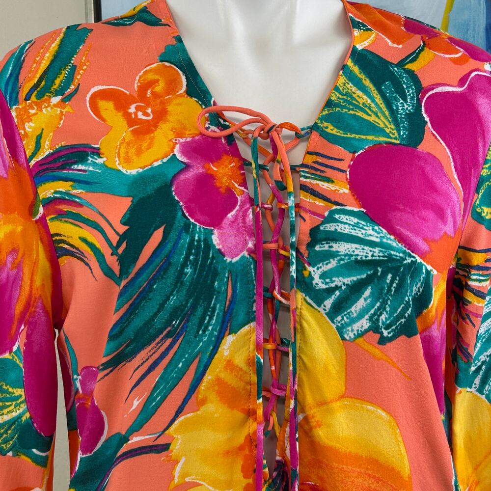 La Blanca Swim Cover up Size XS Multicolor bold tropical print - Picture 3 of 8